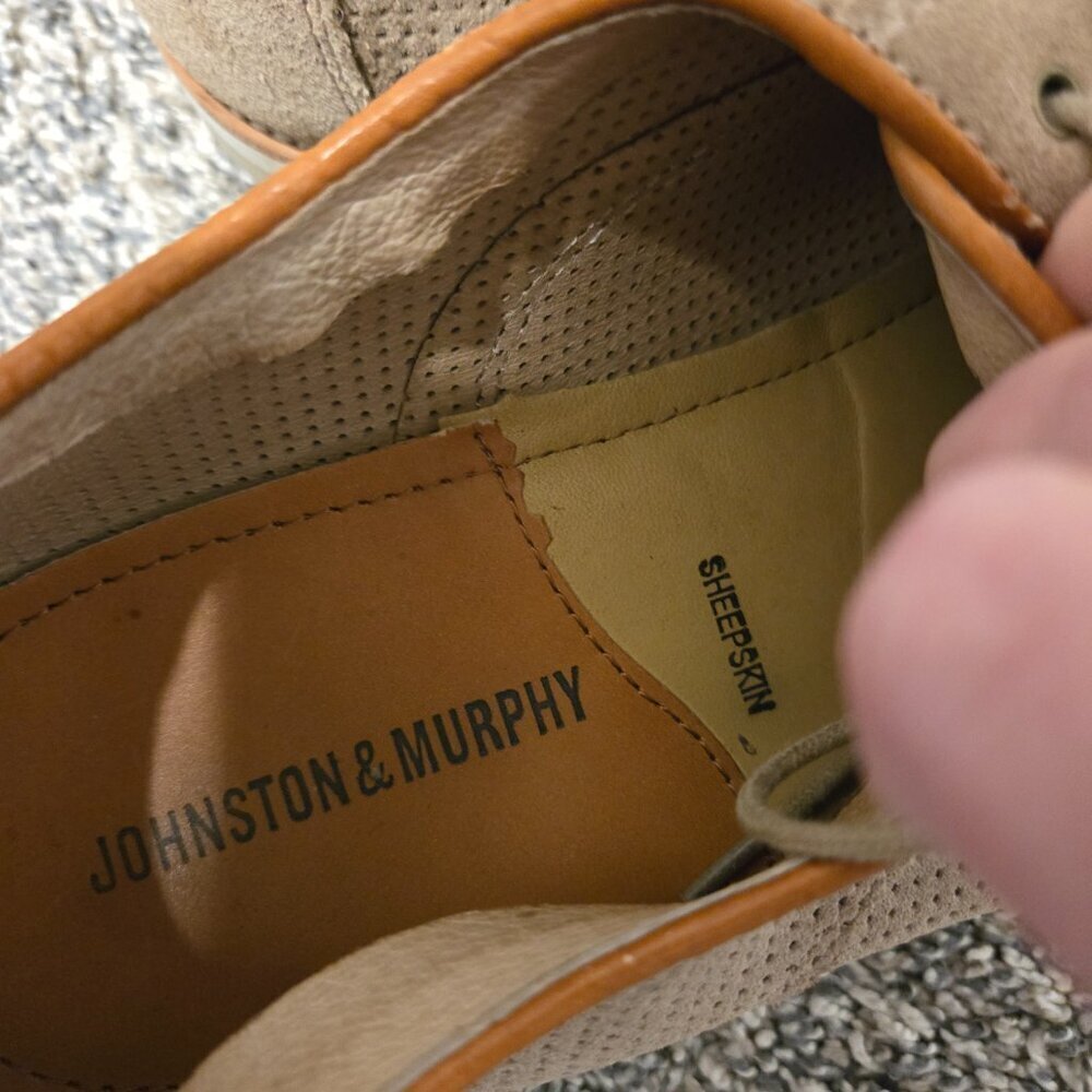 Johnston & Murphy Perforated Tan Nubuck Lace Shoes 11M - Picture 5 of 7